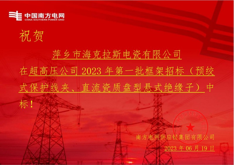 ?？死怪袠酥袊戏诫娋W(wǎng)有限責任公司超高壓公司2023年第一批框架招標（直流瓷質盤型懸式絕緣子）